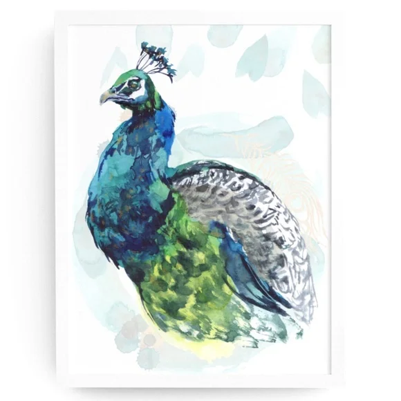 Watercolor Peacock Wall Art Illustration Print Poster Card Unframed - Picture 2 of 7